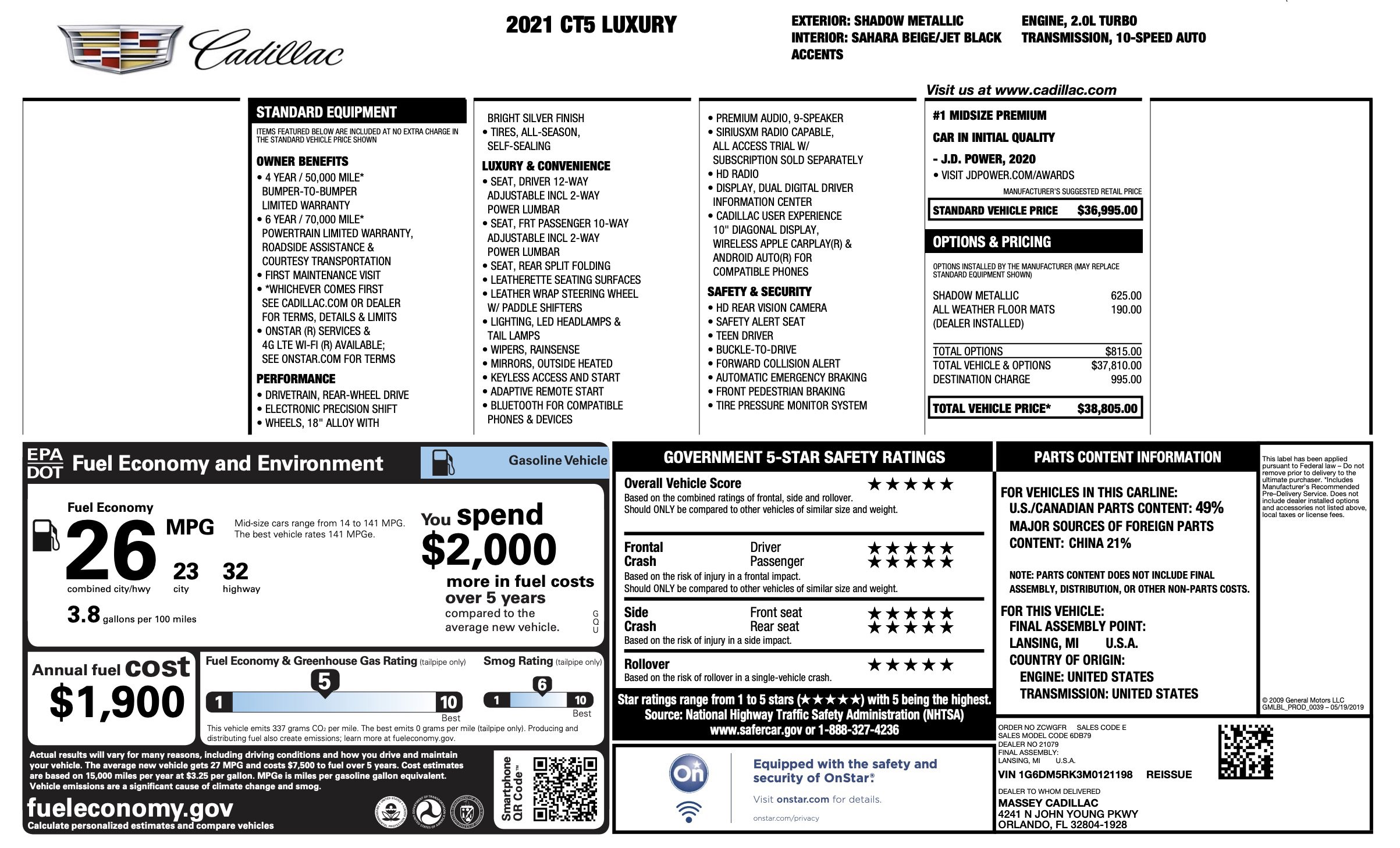 Used 2021 Cadillac CT5 Luxury RWD image 3