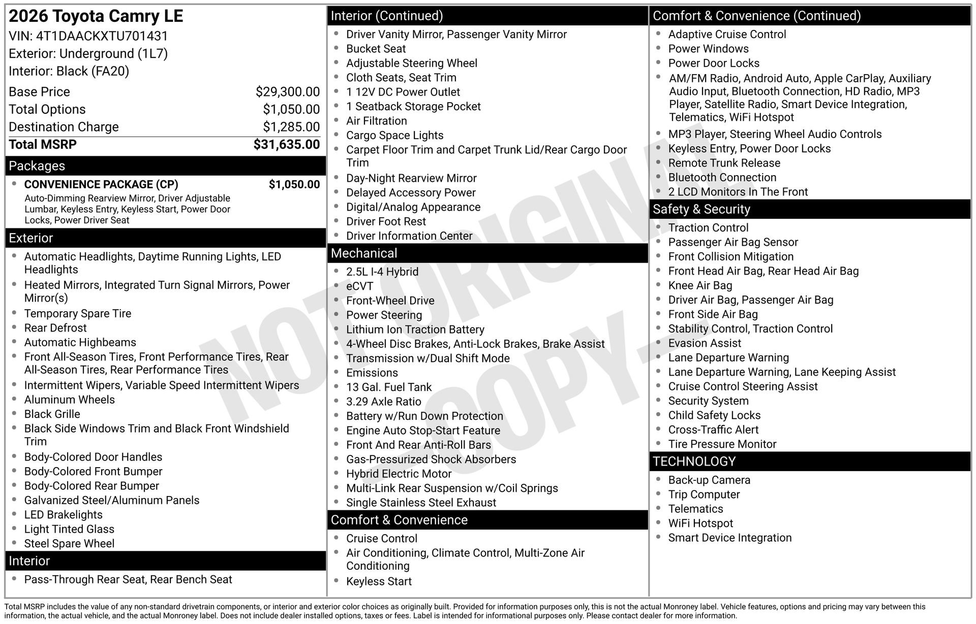 Certified 2026 Toyota Camry LE w/ Convenience Package image 25