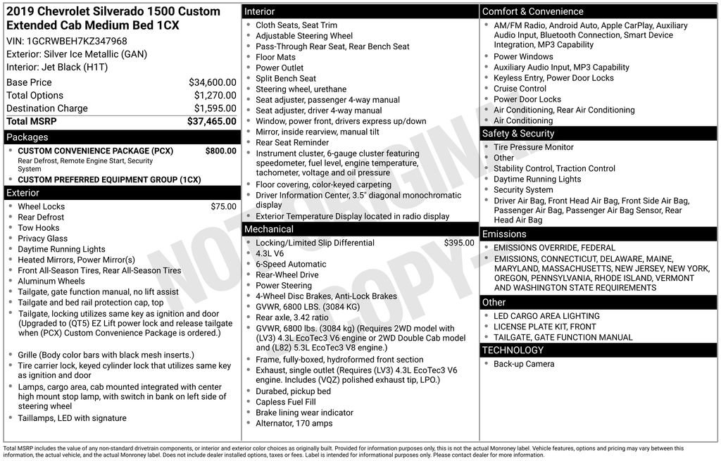 Used 2019 Chevrolet Silverado 1500 Custom w/ Custom Convenience Package image 22