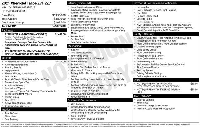 Certified 2021 Chevrolet Tahoe Z71 w/ Rear Media and Nav Package image 37