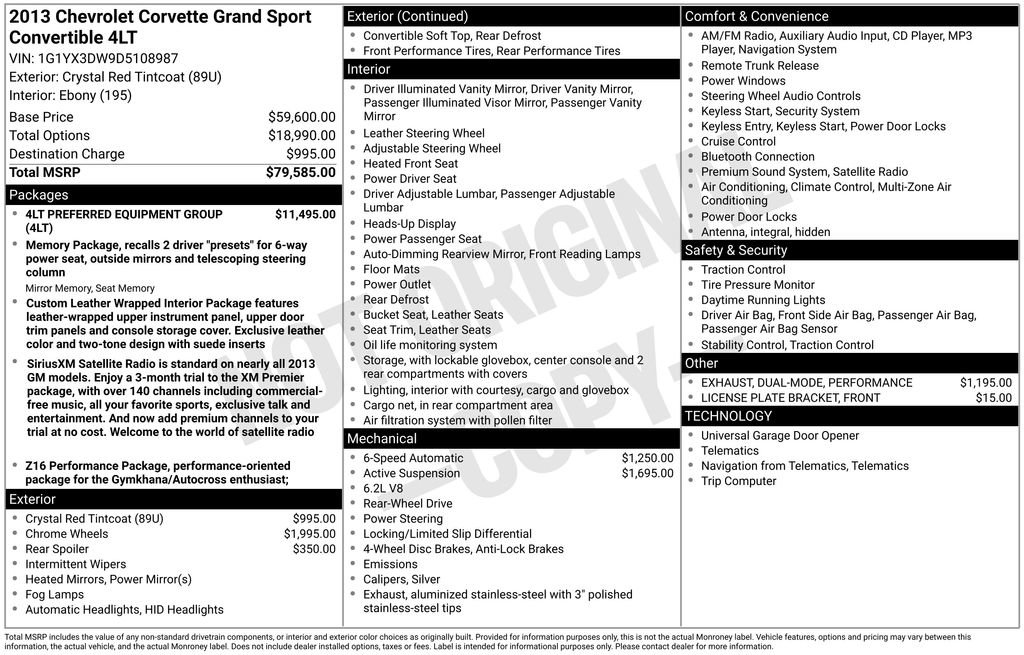 Used 2013 Chevrolet Corvette Grand Sport w/ 4LT Preferred Equipment Group image 11