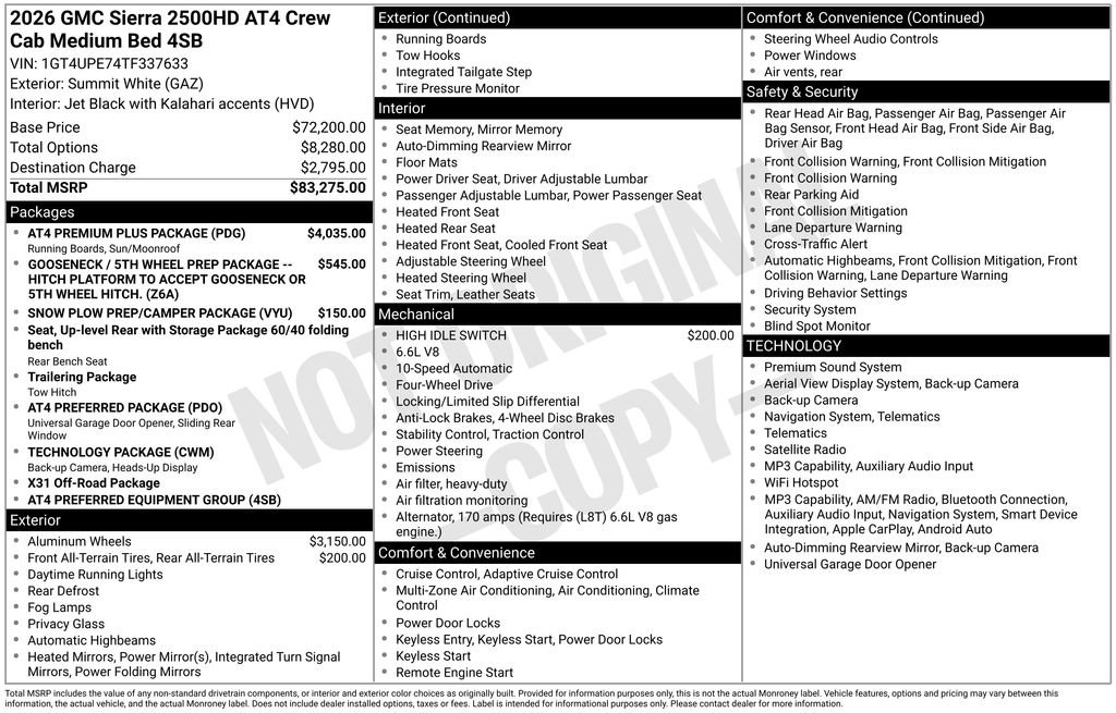 New 2026 GMC Sierra 2500 AT4 w/ AT4 Premium Plus Package AWD/4WD image 2