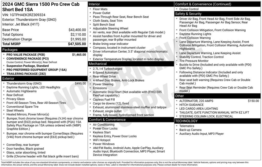 Used 2024 GMC Sierra 1500 Pro w/ Pro Value Package image 5