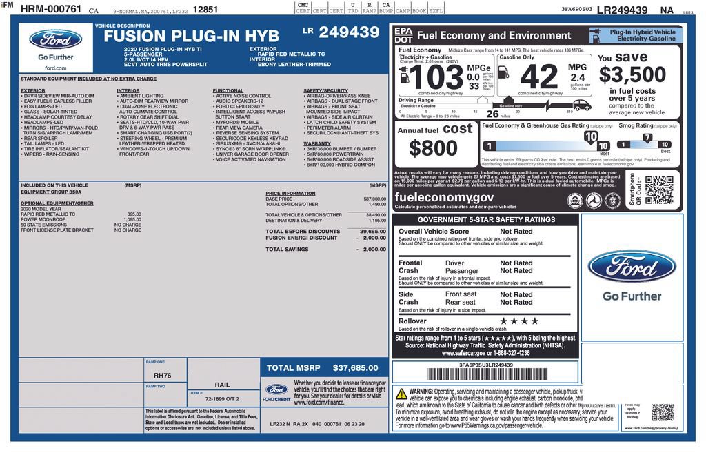 Used 2020 Ford Fusion Energi Titanium FWD image 6