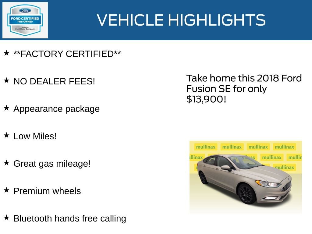 Used 2018 Ford Fusion SE w/ Equipment Group 201A FWD image 12