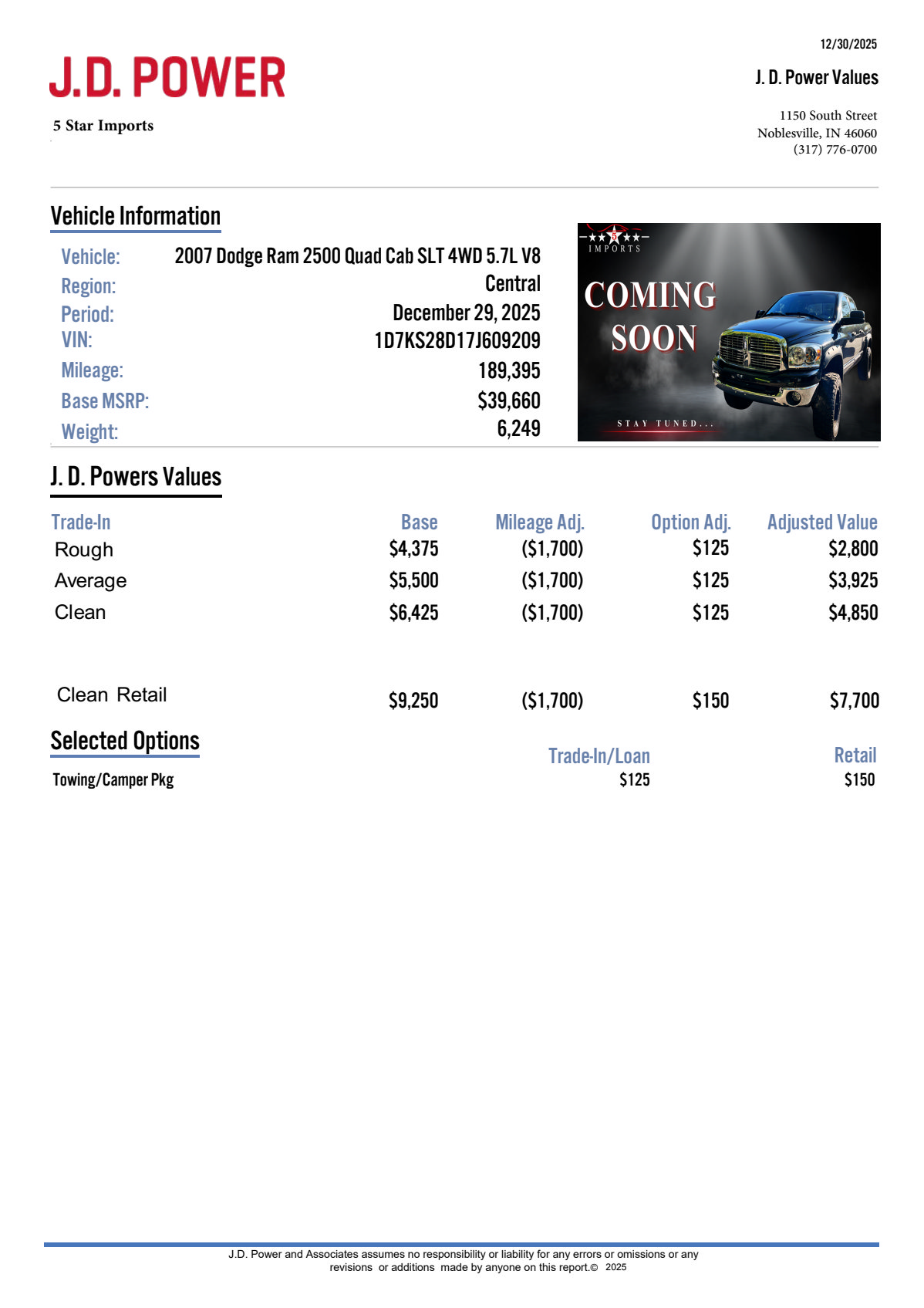 Used 2007 Dodge Ram 2500 Truck SLT w/ Quad Cab Big Horn Value Group image 2