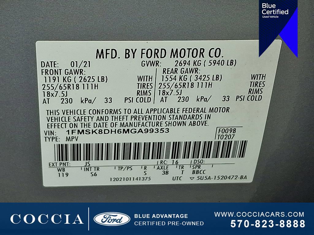 Certified 2021 Ford Explorer XLT w/ Equipment Group 202A image 27