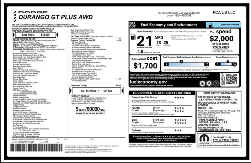 Used 2022 Dodge Durango GT AWD/4WD image 3