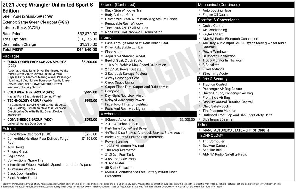 Used 2021 Jeep Wrangler Unlimited Sport image 3