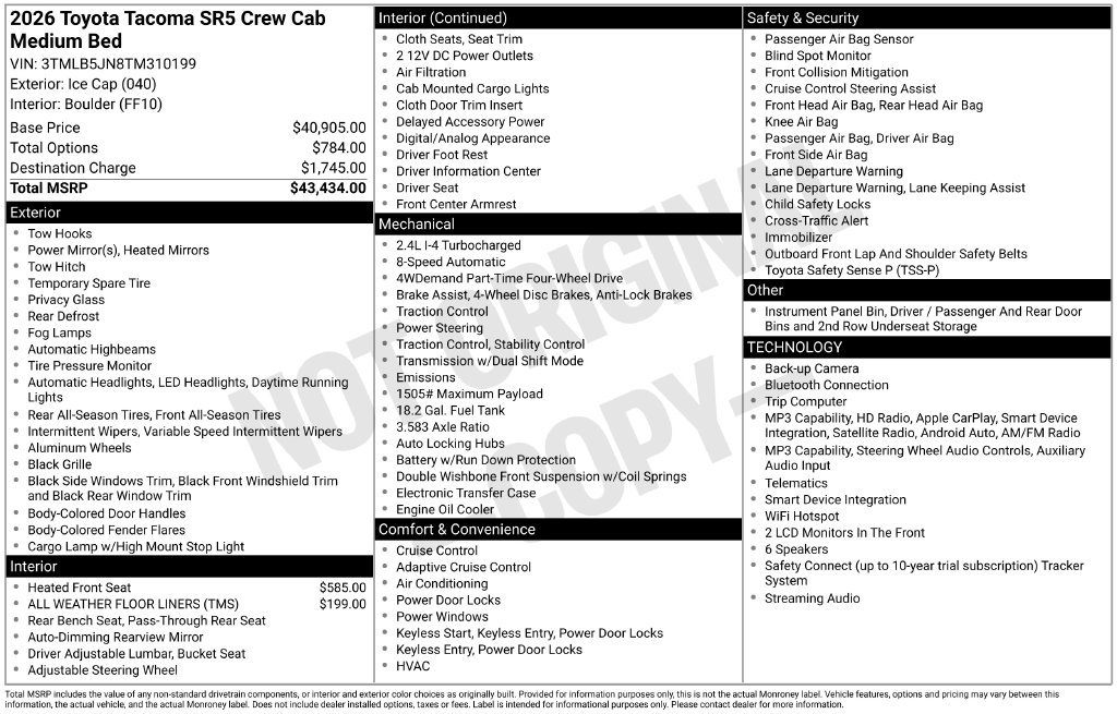 New 2026 Toyota Tacoma SR5 AWD/4WD image 4