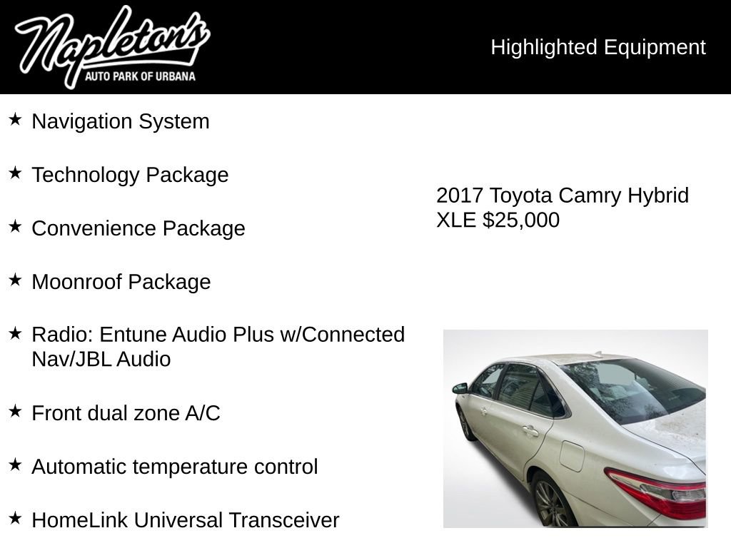 Used 2017 Toyota Camry XLE w/ Moonroof Package FWD image 2
