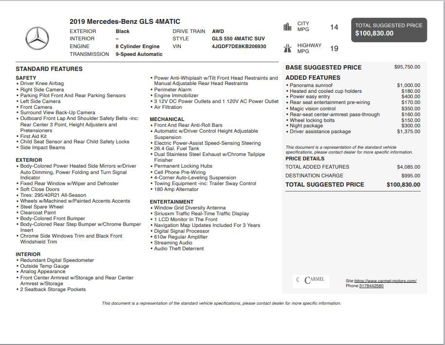 Used 2019 Mercedes-Benz GLS 550 4MATIC image 3