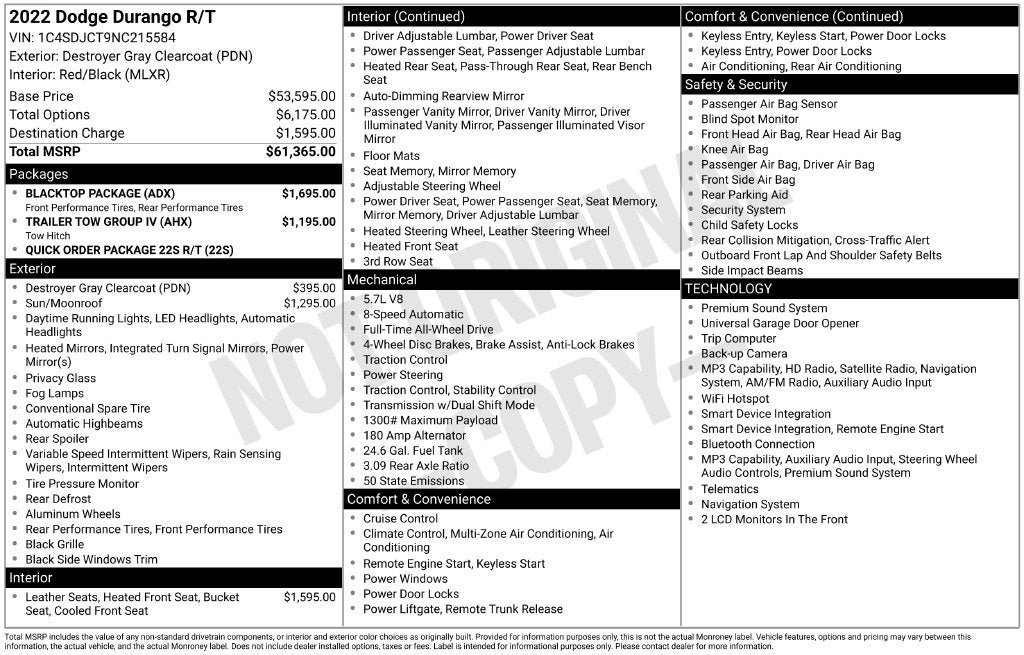 Used 2022 Dodge Durango R/T w/ Blacktop Package AWD/4WD image 41