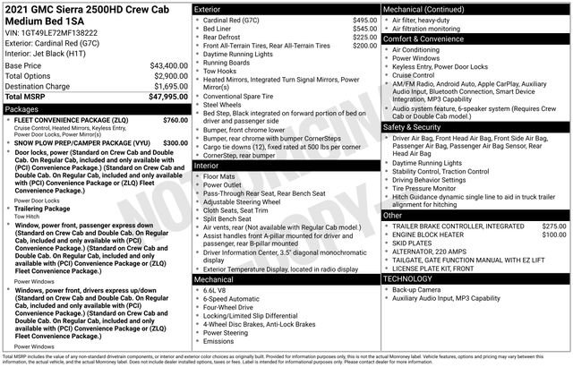 Used 2021 GMC Sierra 2500 4x4 Crew Cab w/ Fleet Convenience Package image 45