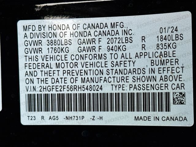 Certified 2024 Honda Civic Sport image 29
