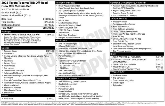 Certified 2025 Toyota Tacoma TRD Off-Road w/ TRD Off Road Upgrade Package AWD/4WD image 34