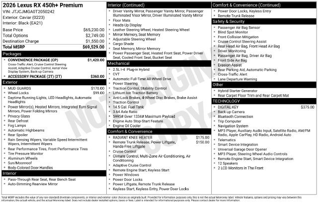 New 2026 Lexus RX 450h AWD w/ Convenience Package image 34