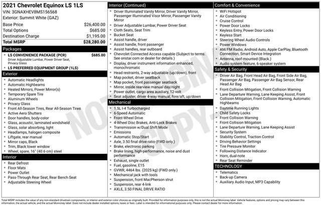 Used 2021 Chevrolet Equinox LS w/ LS Convenience Package FWD image 4