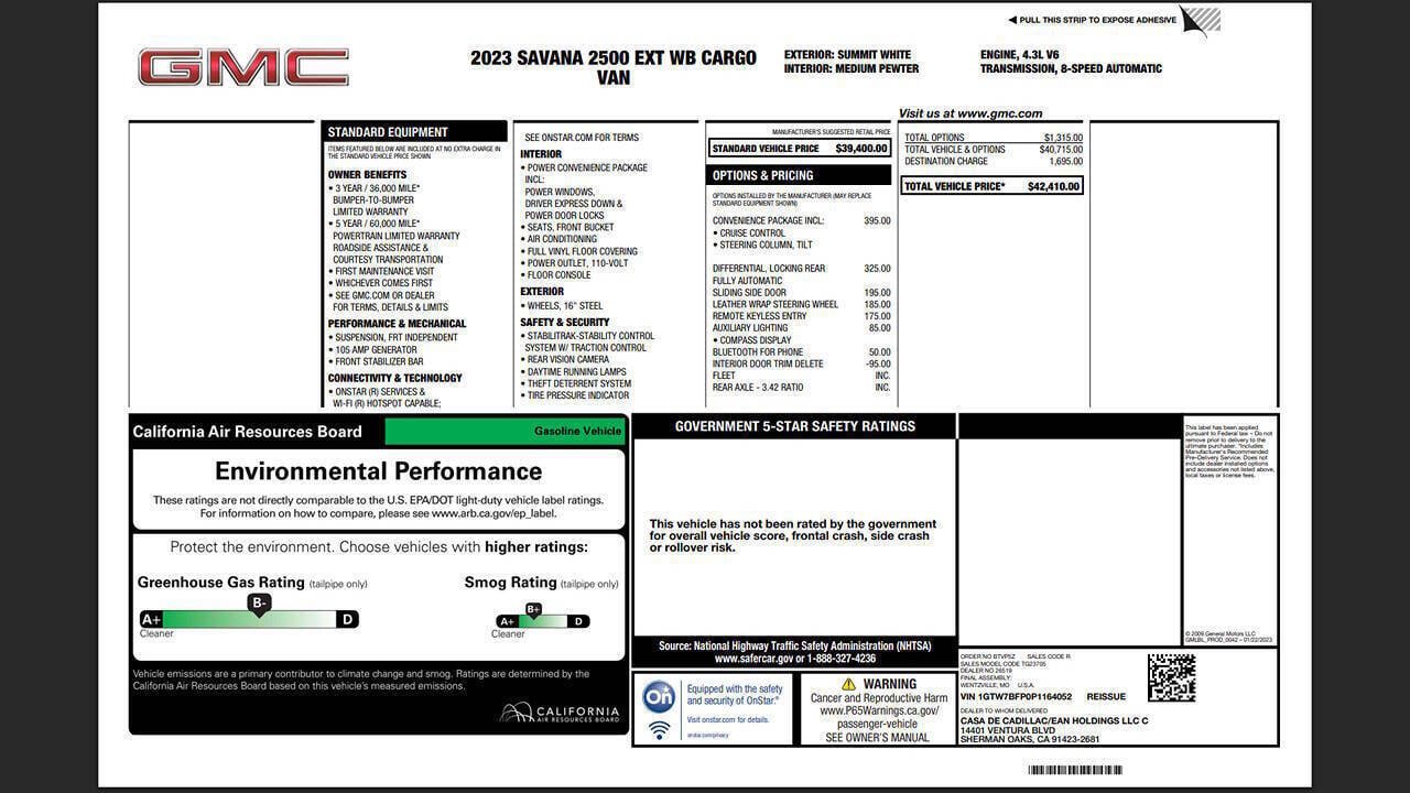 Used 2023 GMC Savana 2500 Extended w/ Driver Convenience Package image 8