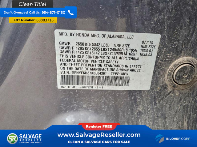 Used 2019 Honda Pilot EX image 17
