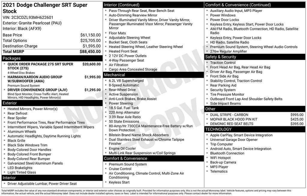 Used 2021 Dodge Challenger SRT Super Stock image 27