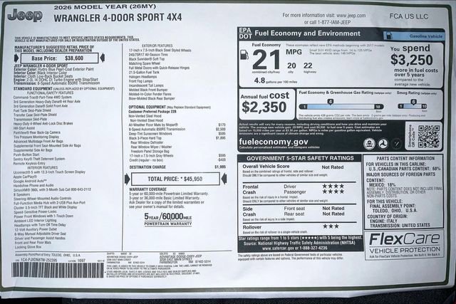 New 2026 Jeep Wrangler Sport image 22