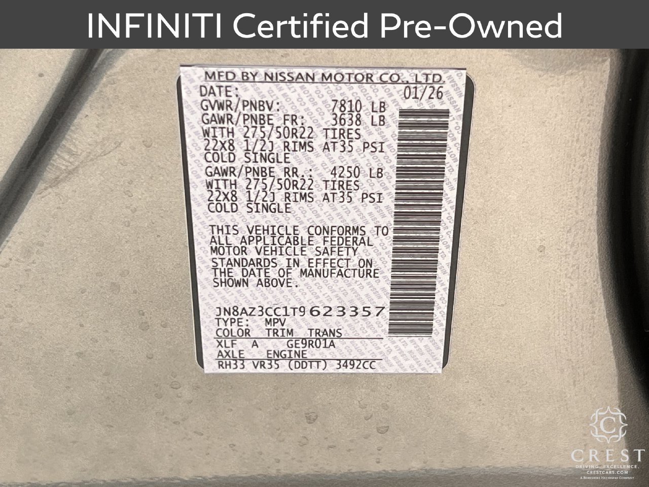 Certified 2026 INFINITI QX80 Autograph w/ Premium Cargo Package AWD/4WD image 34