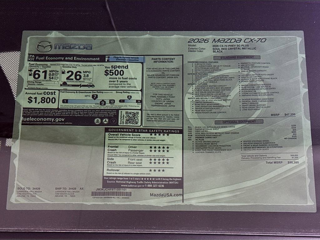New 2026 MAZDA CX-70 SC Plus image 20