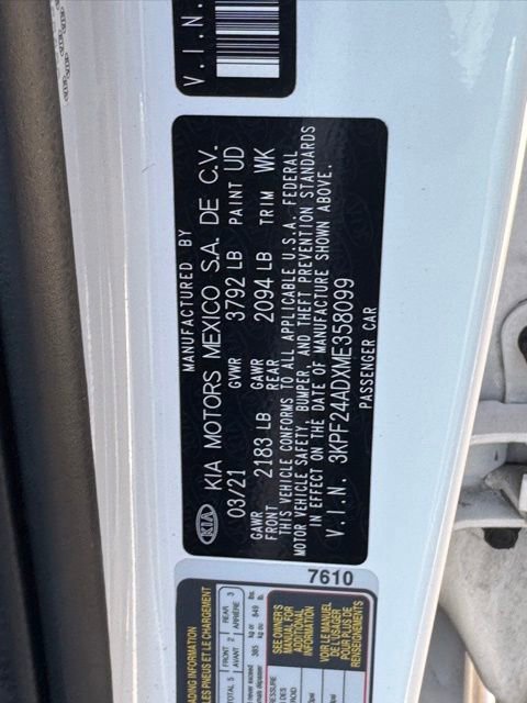 Certified 2021 Kia Forte LXS FWD image 12