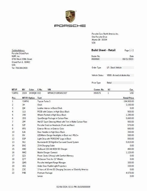 New 2024 Porsche Taycan Turbo S AWD/4WD image 31