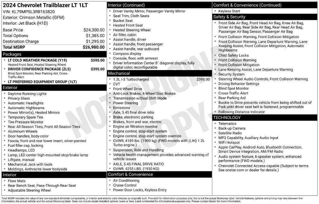 Used 2024 Chevrolet TrailBlazer LT w/ LT Cold Weather Package FWD image 50