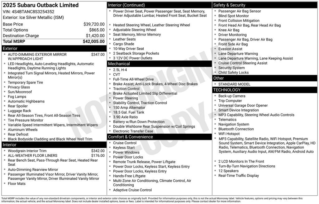 Certified 2025 Subaru Outback Limited AWD/4WD image 26