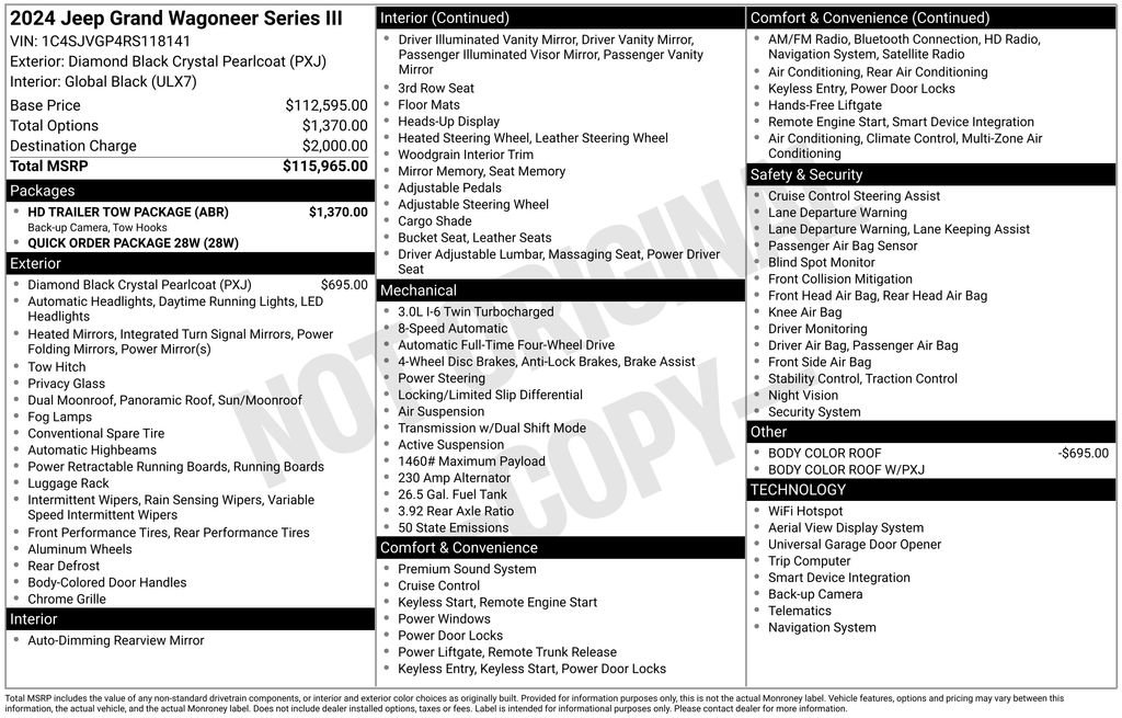 Used 2024 Jeep Grand Wagoneer Series III w/ HD Trailer Tow Package AWD/4WD image 53