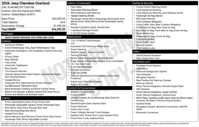 New 2026 Jeep Cherokee Overland AWD/4WD image 4