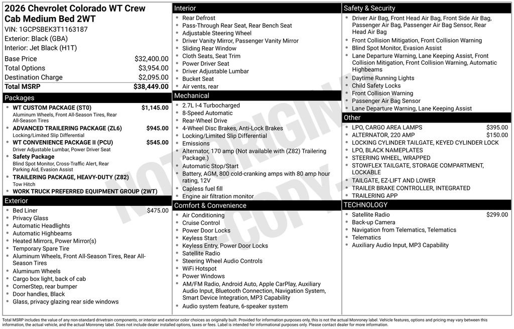 New 2026 Chevrolet Colorado W/T w/ WT Custom Package image 4