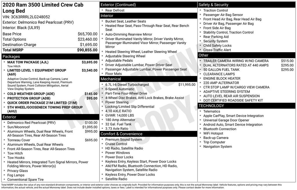 Used 2020 RAM 3500 Limited w/ Max Tow Package image 6