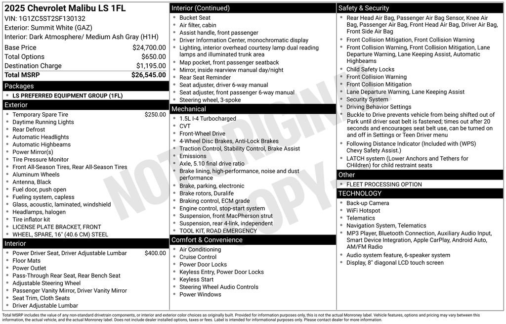 Certified 2025 Chevrolet Malibu LS FWD image 39