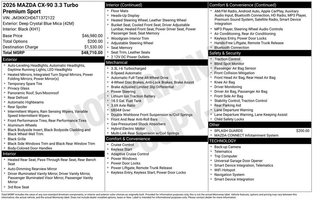 New 2026 MAZDA CX-90 3.3 Turbo w/ Premium Sport Pkg image 6