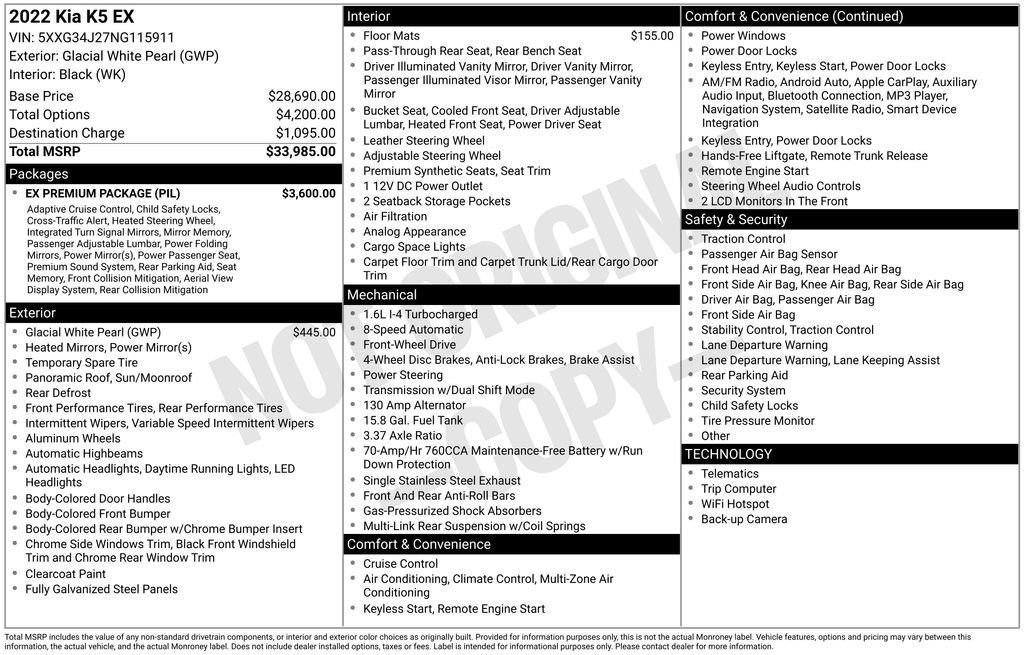 Used 2022 Kia K5 EX w/ EX Premium Package image 59