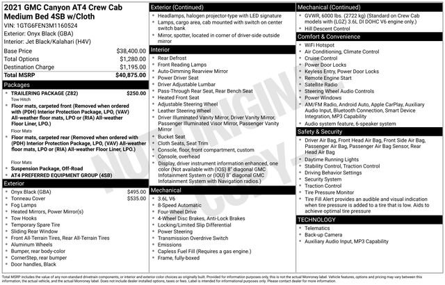 Used 2021 GMC Canyon AT4 w/ Trailering Package image 39