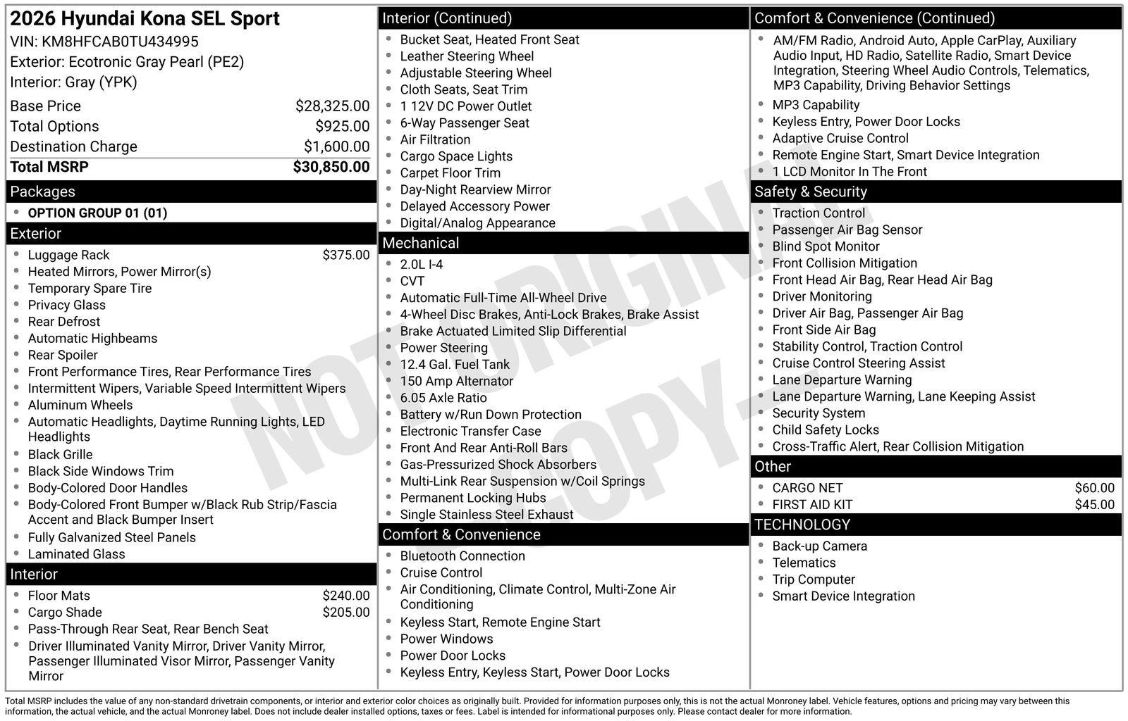 New 2026 Hyundai Kona SEL Sport AWD/4WD image 4