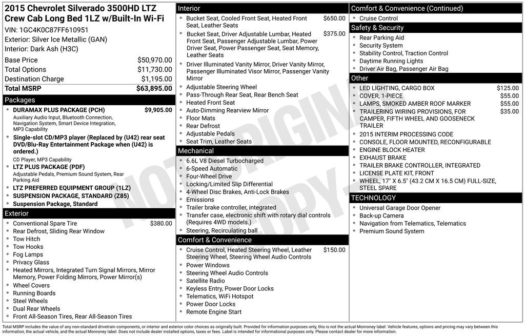 Used 2015 Chevrolet Silverado 3500 LTZ w/ Duramax Plus Package image 44