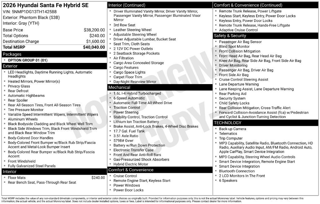 New 2026 Hyundai Santa Fe SE AWD/4WD image 26