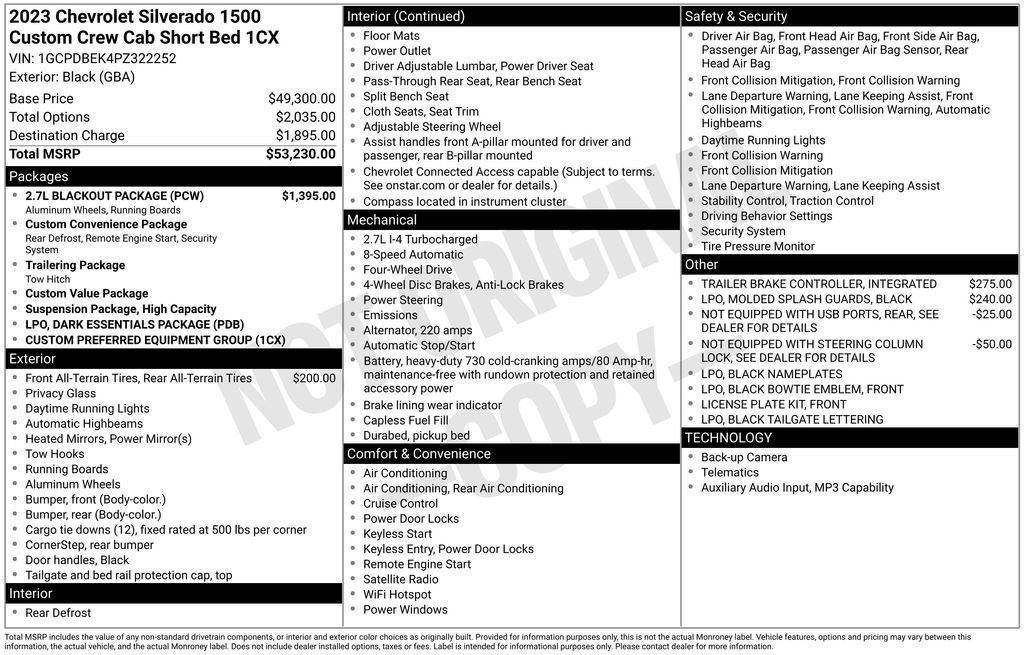 Used 2023 Chevrolet Silverado 1500 Custom w/ 2.7L Blackout Package AWD/4WD image 6