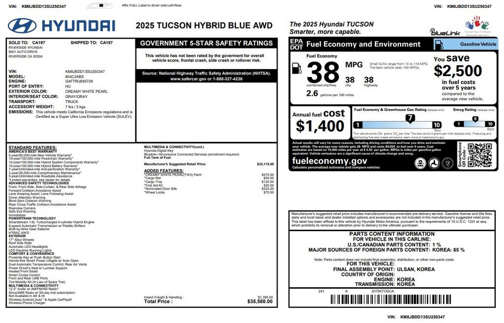 Used 2025 Hyundai Tucson Blue AWD/4WD image 3