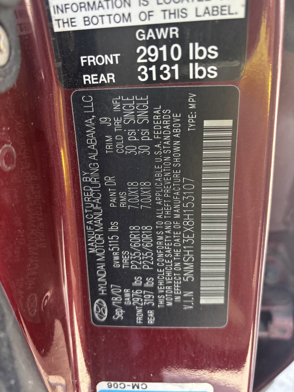 Used 2008 Hyundai Santa Fe Limited image 10