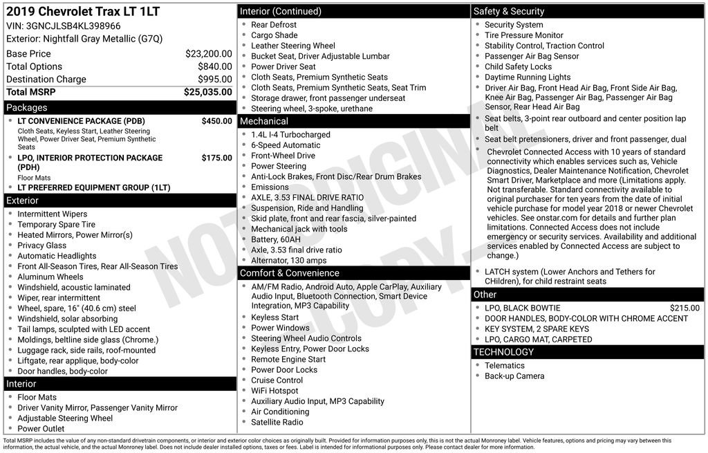 Used 2019 Chevrolet Trax LT w/ LT Convenience Package FWD image 33