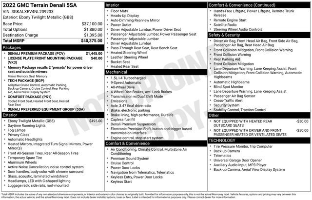Used 2022 GMC Terrain Denali w/ Denali Premium Package image 35