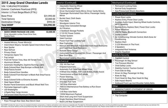 Used 2015 Jeep Grand Cherokee Laredo w/ Quick Order Package 23E AWD/4WD image 6