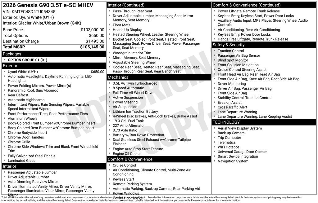 New 2026 Genesis G90 3.5T image 4